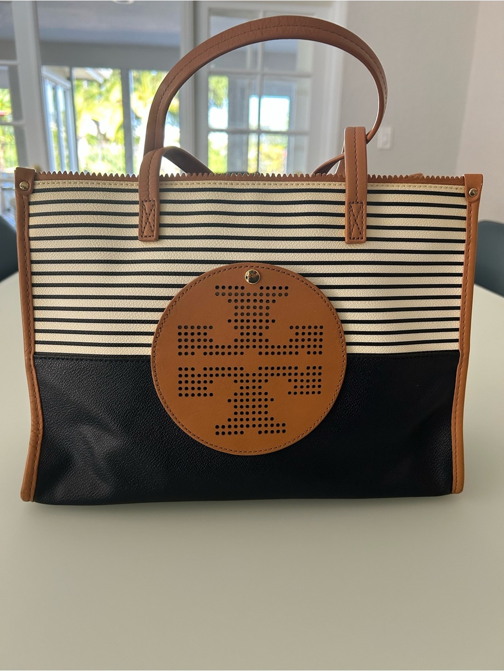 Tory Burch Viva Striped Tote Bag